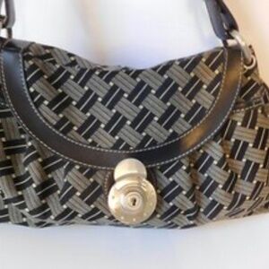 Nine West Women's shoulder Bag Black & Gray Purse Med Size Handbag EUC